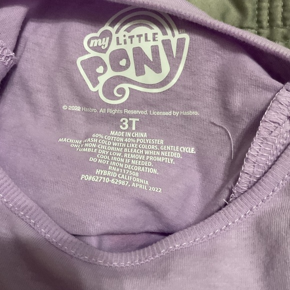 My Little Pony Girls 2 Piece Set Purple Top T-shirt and Leggings Gray Size 3T - Picture 4 of 4